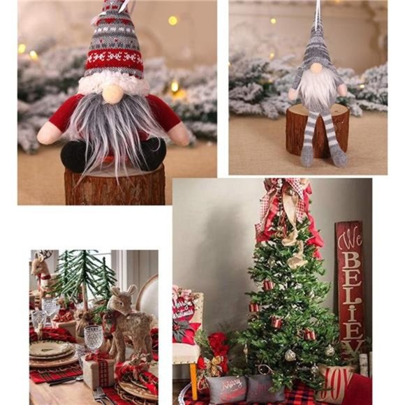 Gnomes Christmas Ornaments 4pc Holiday Decor Xmas Tree Tray Decorations Gift - Picture 7 of 8